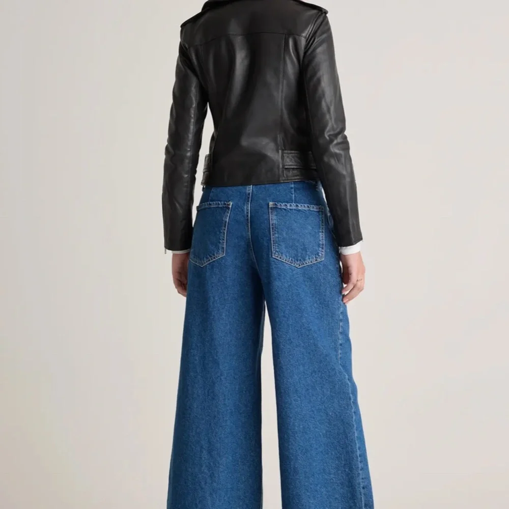 QUINCE 100% leather Black Leather Biker Jacket - Picture 5 of 7